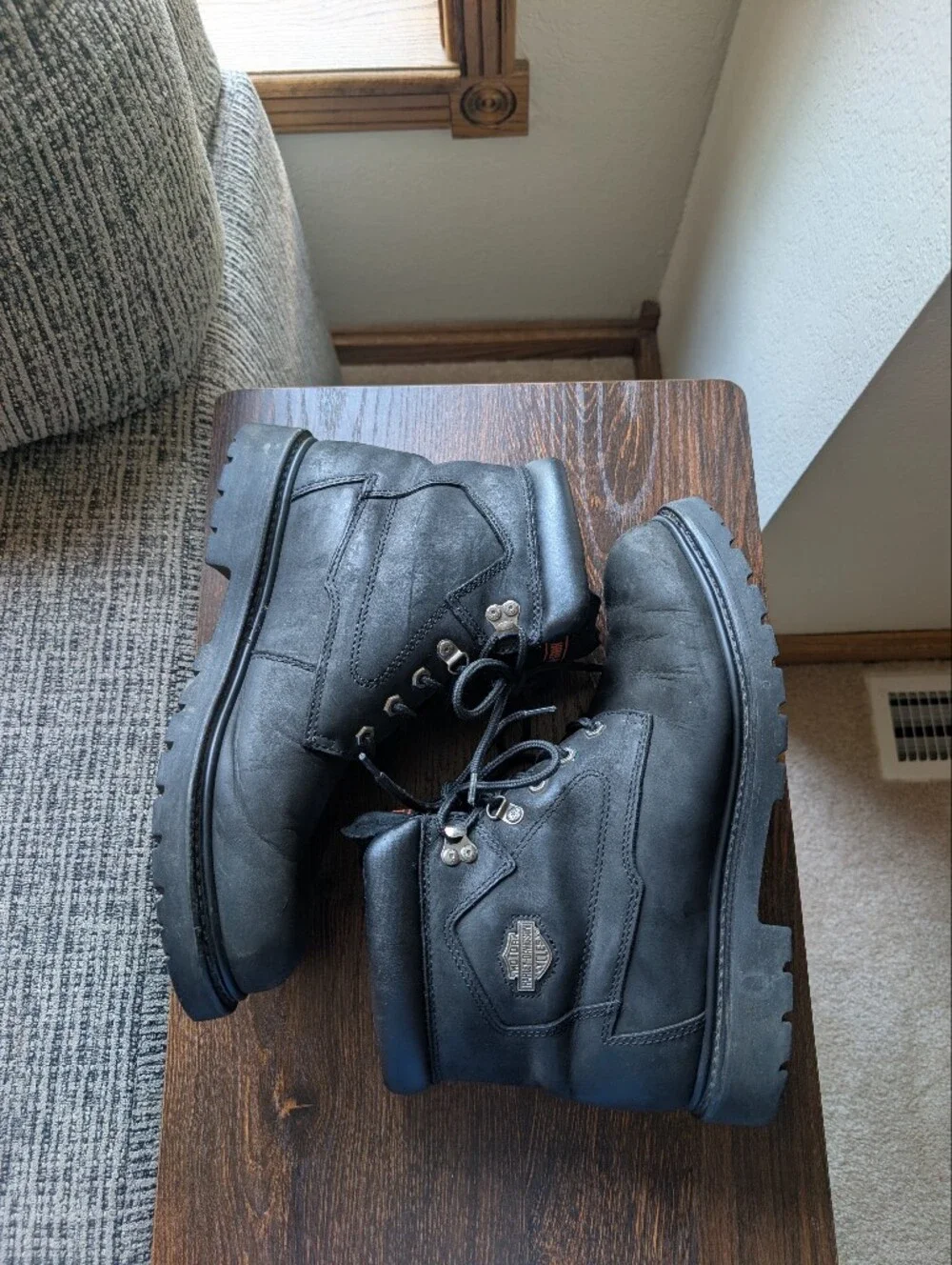 Harley-Davidson Badlands Black Nubuck Leather Motorcycle Biker Boots